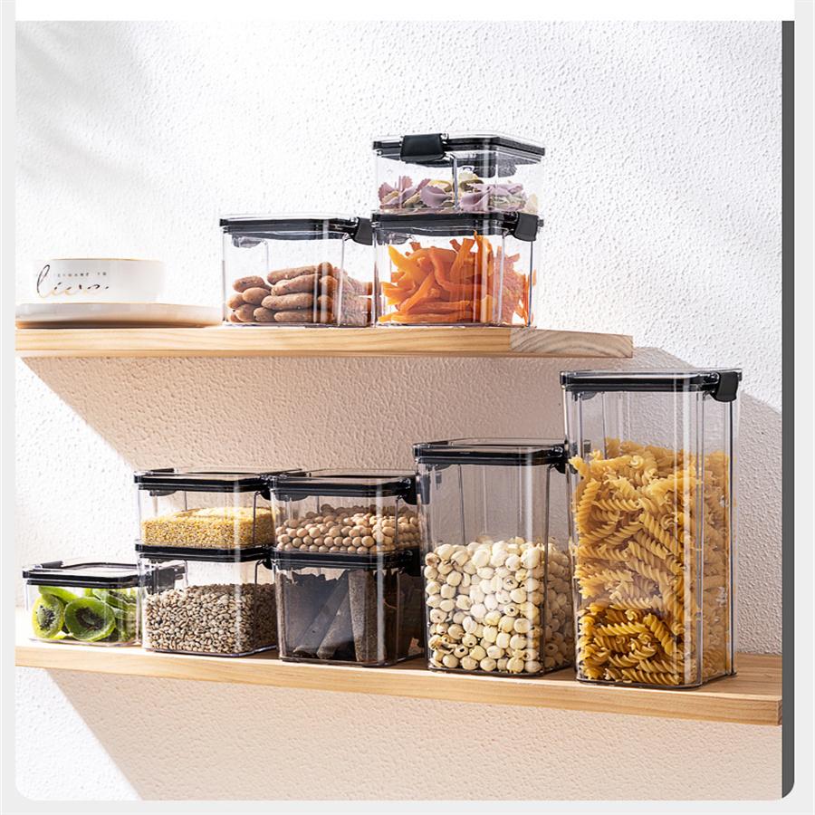 1/4PC Sealed Plastic Food Storage Box , Cereal Candy Dried Jars With Lid , Fridge Storage Containers Tank for Cereal Pasta Flour