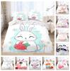 3D Cartoon Animal Themed Bedding Set with White Cartoon Pattern Down Duvet and Pillowcase 2/3 Pieces for Home Decoration In Children's Rooms
