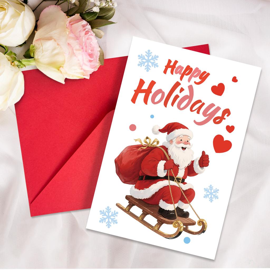 Набор из 10 рождественских поздравительных открыток с конвертами, мультяшные рождественские открытки с Санта-Клаусом для праздничных пожеланий и подарков