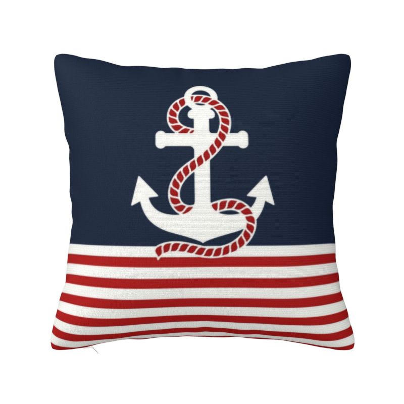 Nordic Style Nautical Captain Anchor Cushion Cover Velvet Sailor Adventure Pillow Case for Sofa Car Square Pillowcase Home Decor