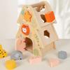 Children'S Wooden Geometric Shape Three-Dimensional Building Block Graphics Cognitive Pairing Smart House Children'S Enlightenment Educational Toys