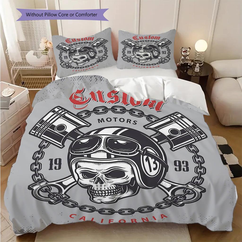 Ride Live Born Ride Three-piece set (1 * duvet cover + 2 * pillowcase, without core) 2D Flat Christmas birthday gift Duvet cover and pillowcase