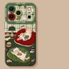 Зеленая Клетчатая Силиконовая Чехол-Крышка для Телефона с Кошачьей Тематикой для Моделей Apple от 12mini до 17