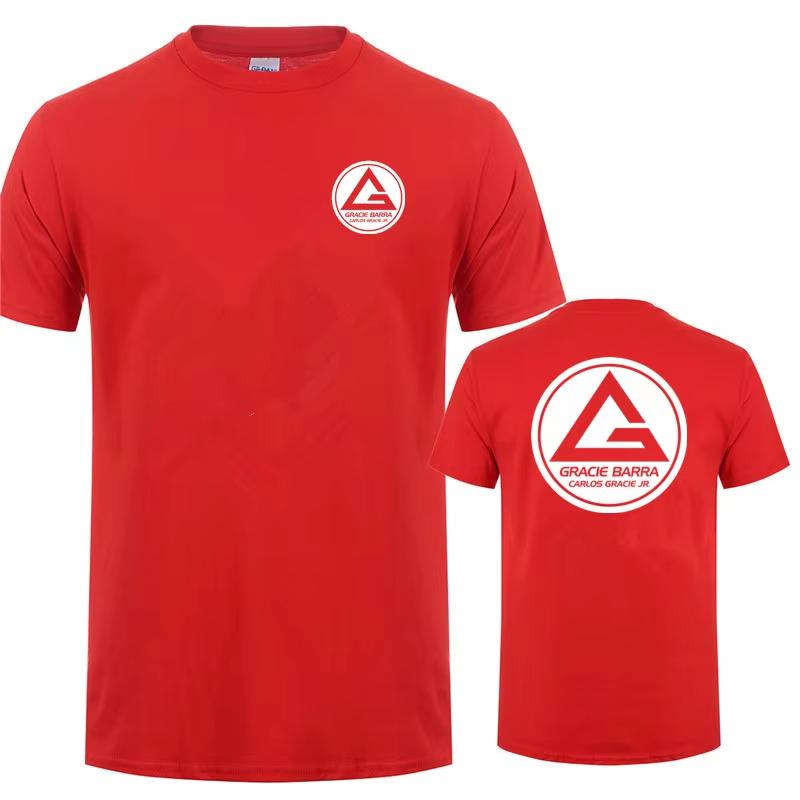 Gracie Barra Carlos Gr Бразильское джиу-джитсу Летняя Мужская и Женская Футболка с Круглым Вырезом Хлопковая с Коротким Рукавом Модный Крутой Топ