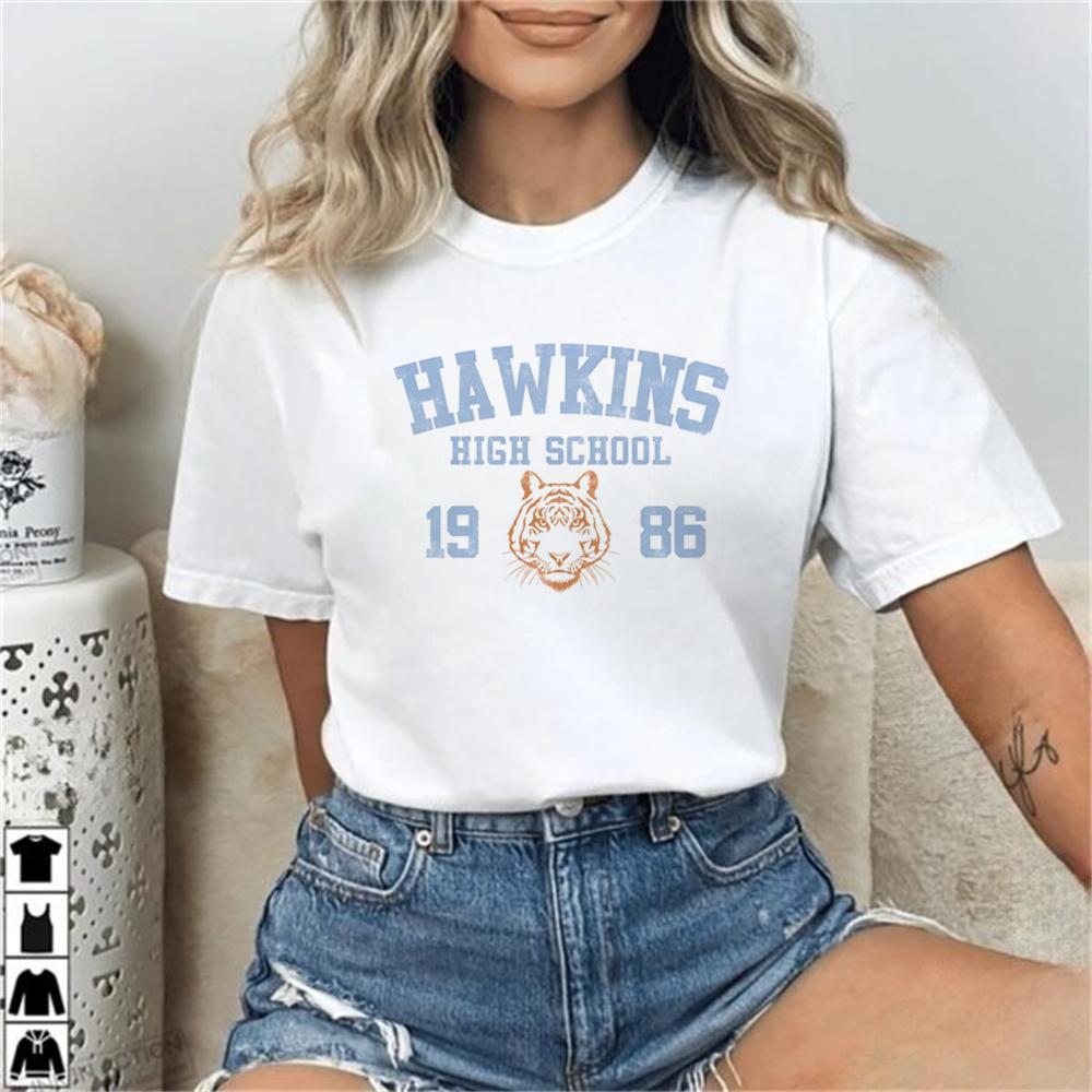 Hawkins Demogorgon Casual Shirt Tee Tshirt Harajuku Classic T Shirt Streetwear Graphic 2000s Sleeve White T Shirt