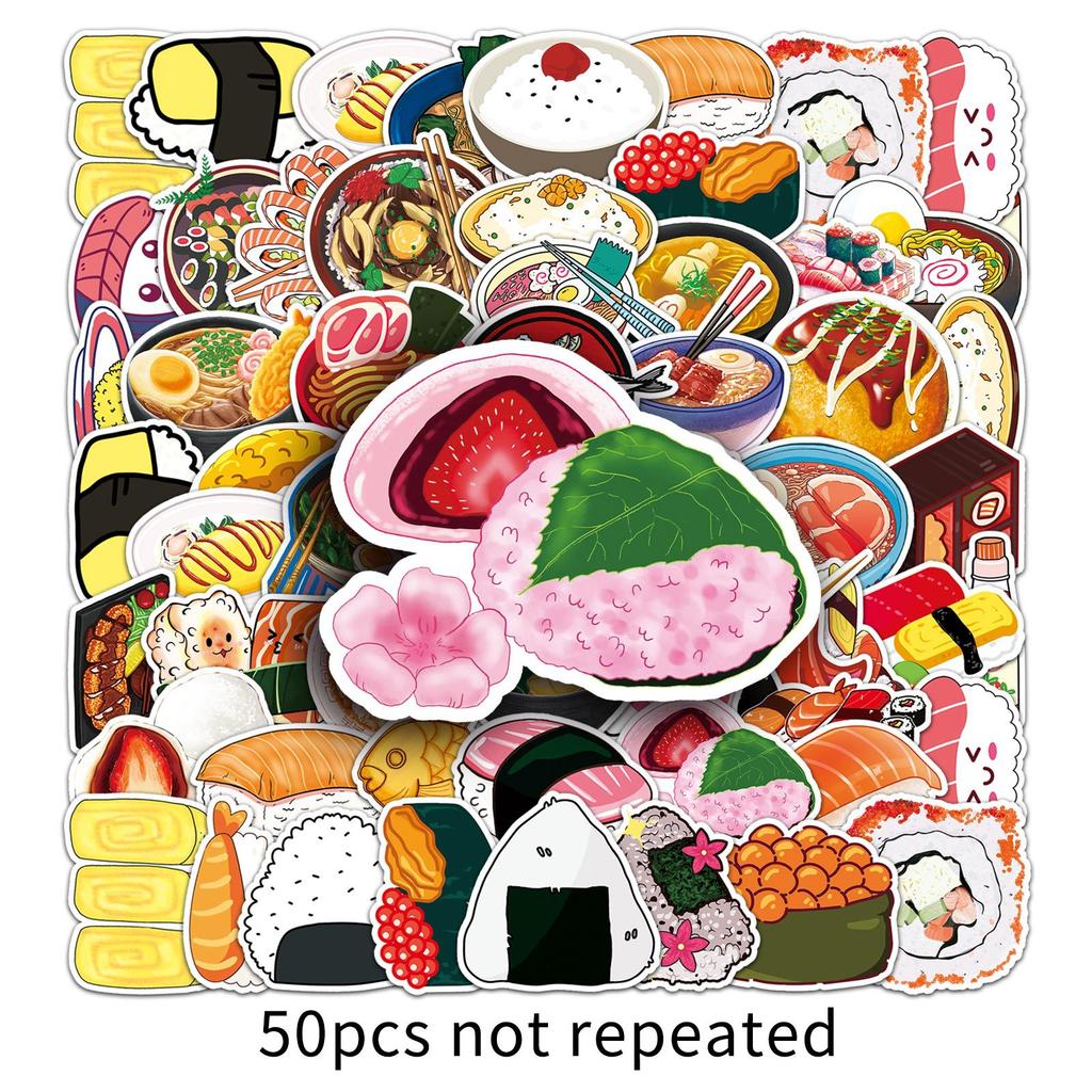 50 Cartoon Japanese Doodle Personality Cute Sushi Creative DIY Skateboard Suitcase Stickers Waterproof