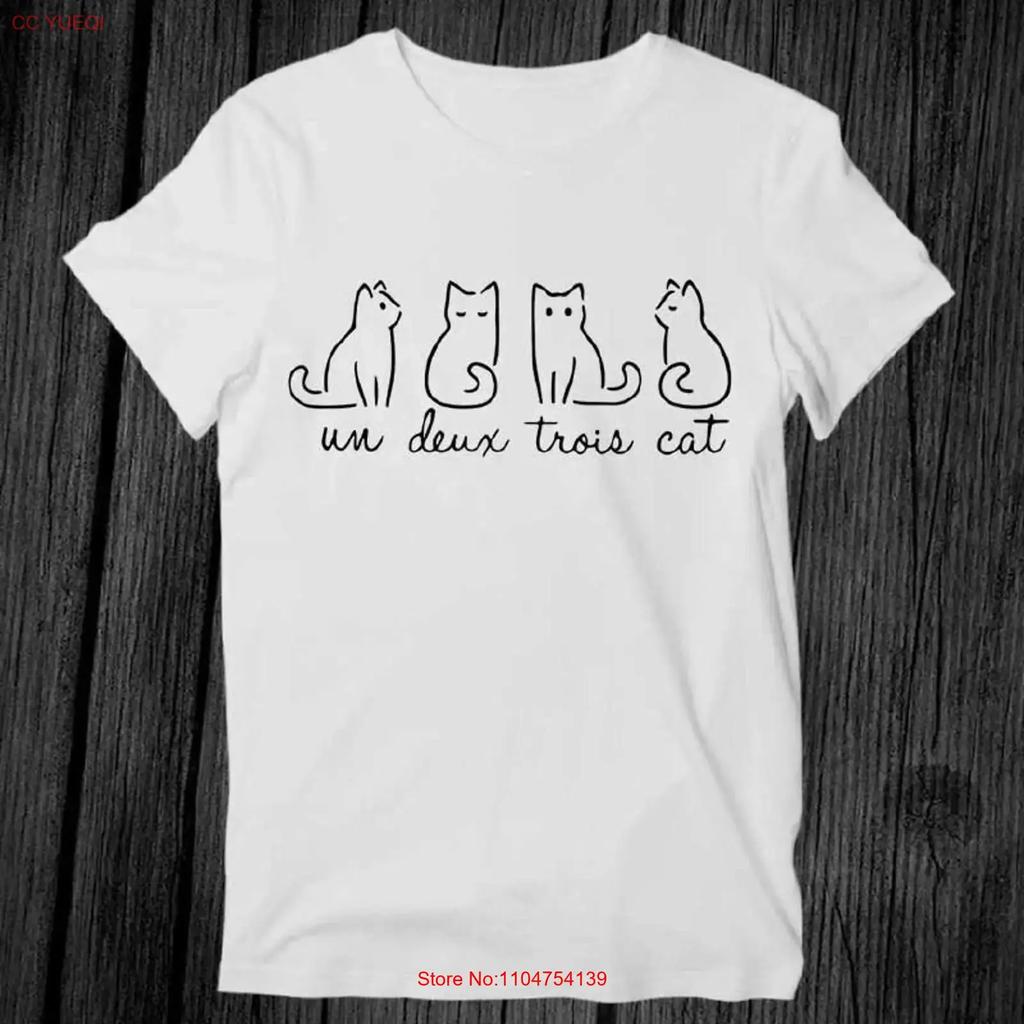 ZC93 Un Deux Trois Cat Lovers Dad Mom Cute Best Seller T Shirt Adult vintage Washed Slightly Top For Everyday Wear fashion