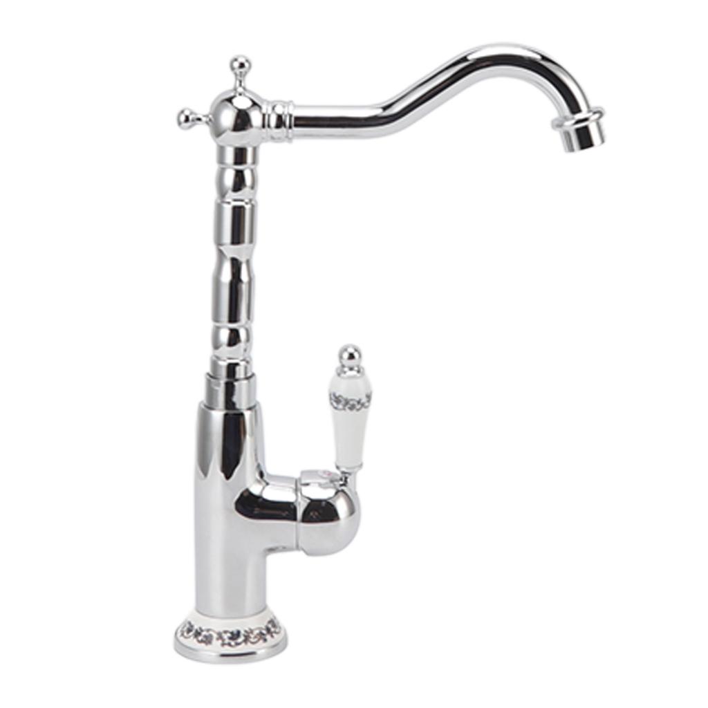 Водопроводный кран для ванной комнаты в стиле ретро, европейский стиль, латунь, гальваническое покрытие, с длинным изгибом шланга, смеситель для горячей и холодной воды