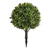 Artificial Topiary Ball with Lavender Flowers 16 Inches UV Resistant Faux Shrubs with Ground Spike Fake Evergreen Plant Artificial Brush Garden Decor