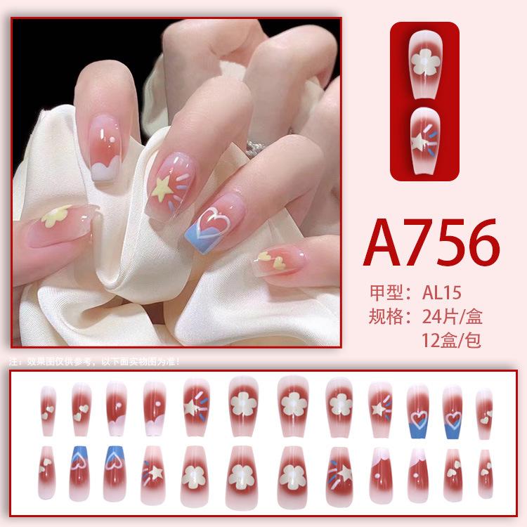 2024 Gentle, sweet, fresh, high-end, simple, printed, fashionable wearable manicure
