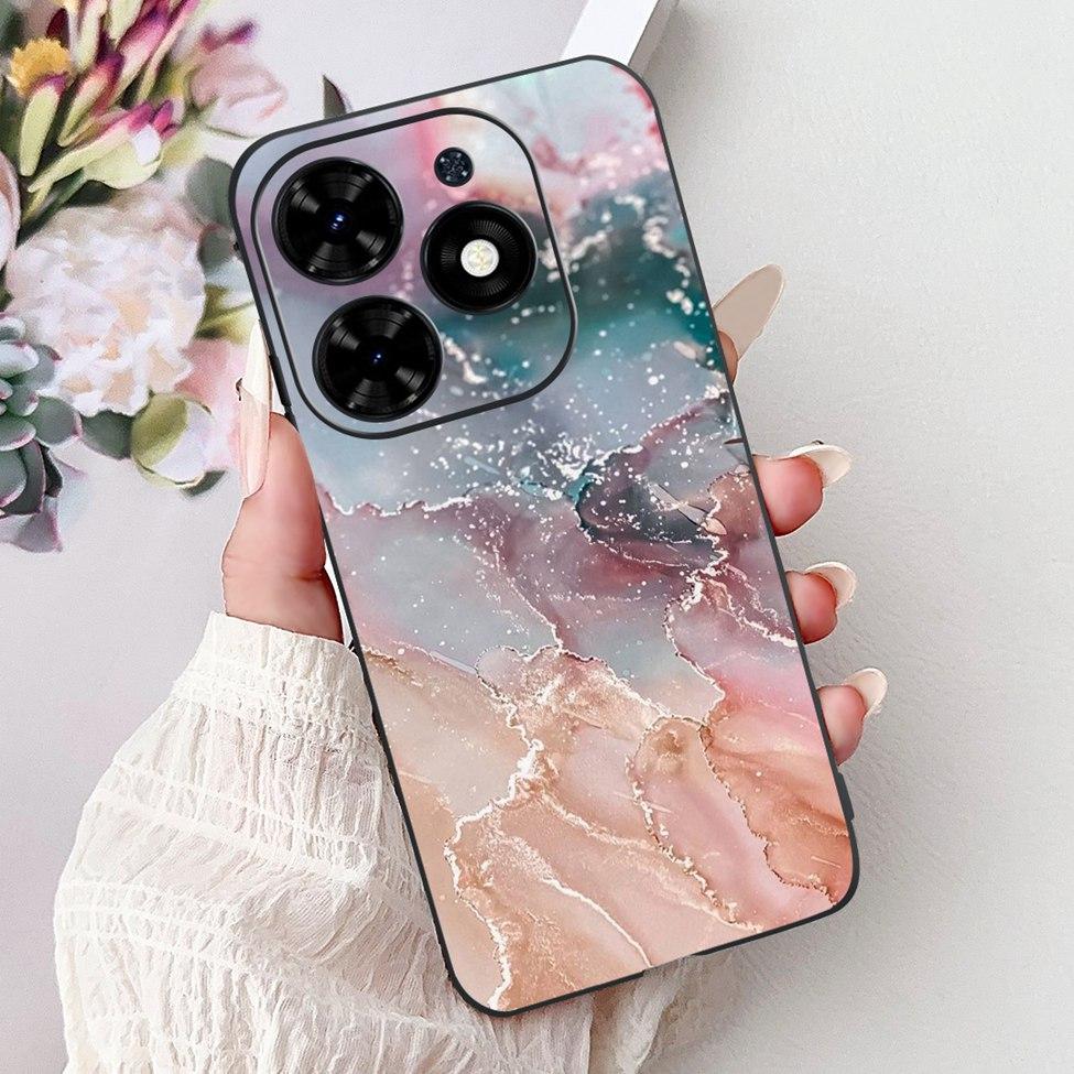 Для Tecno Spark Go 2024 BG6 Задняя крышка Для Tecno Spark Go 2024 Чехол Модный Роскошный Цветы Милый Мультяшный Кот Ударопрочный Силиконовый