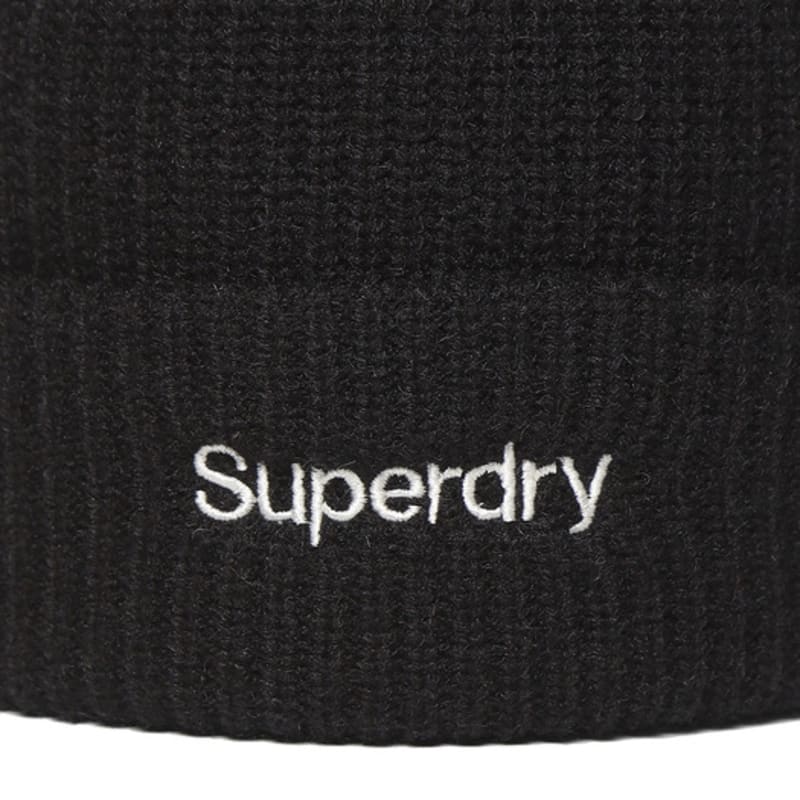 SUPERDRY Шапка бини с базовым логотипом Essential черная