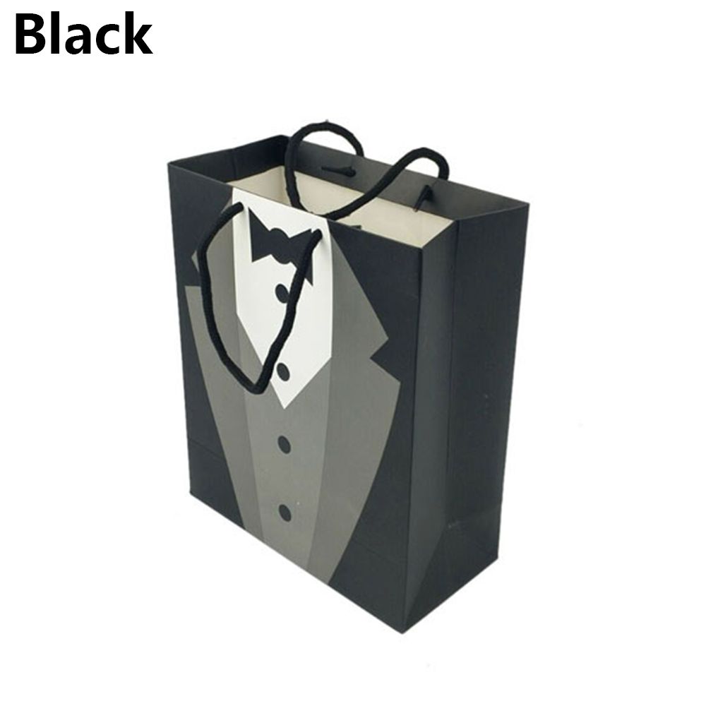 2/5pcs New Recyclable Party Supplies Tuxedo Groomsmen Thank You Shop Loot Gift Bag with Handles