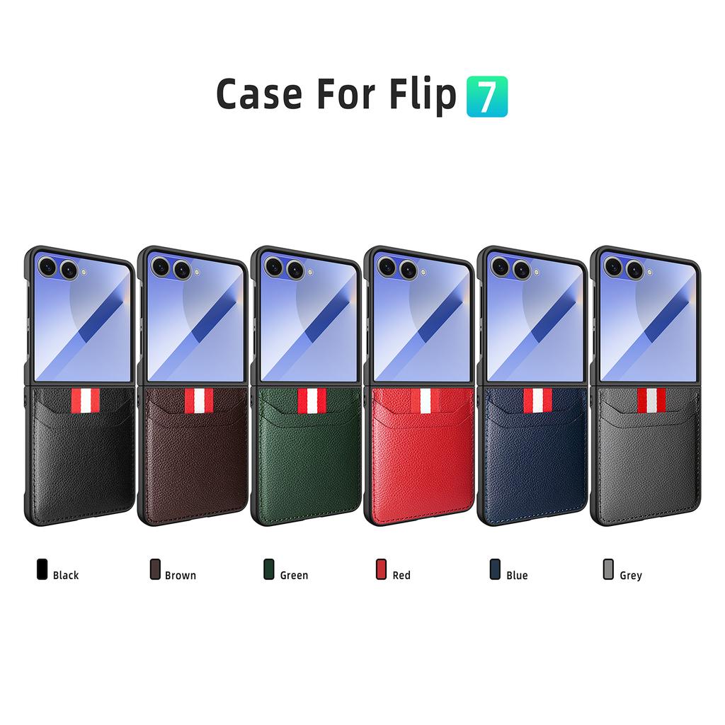 Для Samsung Galaxy Z Flip 7 Чехол Роскошный Личи ПУ Кожаная Накладка Защитная Задняя Крышка Чехол Для Samsung Z Flip 7 6 5 4 Корпус