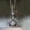 Lady Necklace Cubic Zirconia Crown Shape Hollow Out Electroplated Copper Bright Color Long-lasting Luster