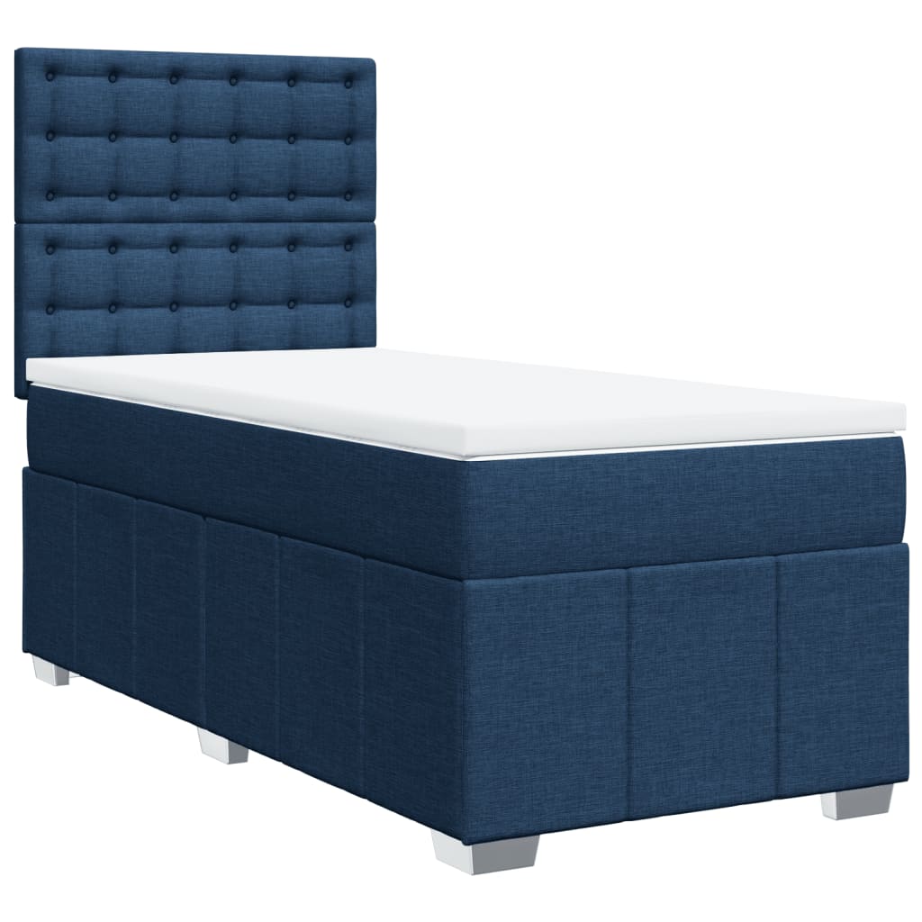 Box Spring Bed with Mattress Blue 100 x 200 cm Fabric
