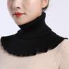 Women Turtleneck Ribbed Knit False False Collar Winter Ruffles Detachable Windproof Wrap Scarf