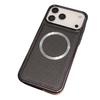 For iPhone 17 Pro Max Magnetic Case Electroplating Litchi Texture PU TPU PC Phone Back Cover