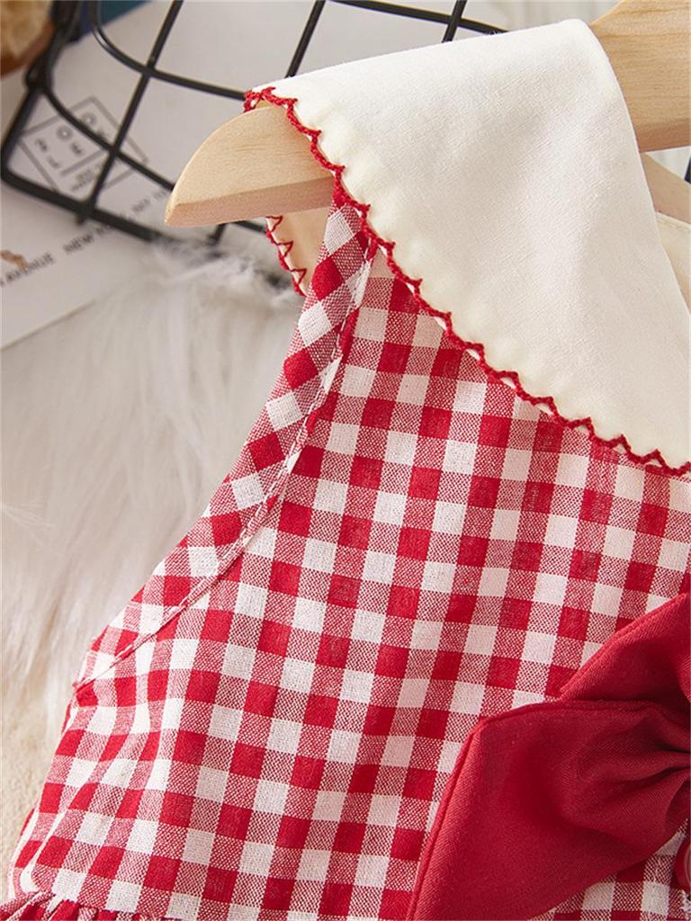 Летнее платье для девочек темно-синего цвета с вышивкой вишен на воротнике – Принцесса в стиле колледжа