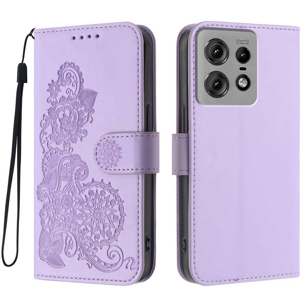 For Motorola Edge 50 Pro 5G Phone Cases Mandala Flower Leather Wallet Mobile Cover with Strap