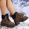 Ботильоны Lucyever с меховым принтом и леопардовым принтом, женские модные ботинки на платформе со шнуровкой, женские зимние теплые плюшевые короткие лодочки Mujer
