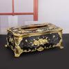 Luxury Golden Tissue Boxes Storage Napkin Holder Kitchen Tissue Box Square Shaped Container Plastic Craft Desktop Paper Case