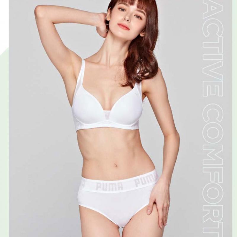 Puma Bodywear Puma Active Comfort Bra Panty 2 Piece Purple White