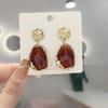 Retro Palace Style Exaggerated Large Earrings Resin High-end Feeling Niche Light Luxury Earrings Metal Irregular Dangle Earrings