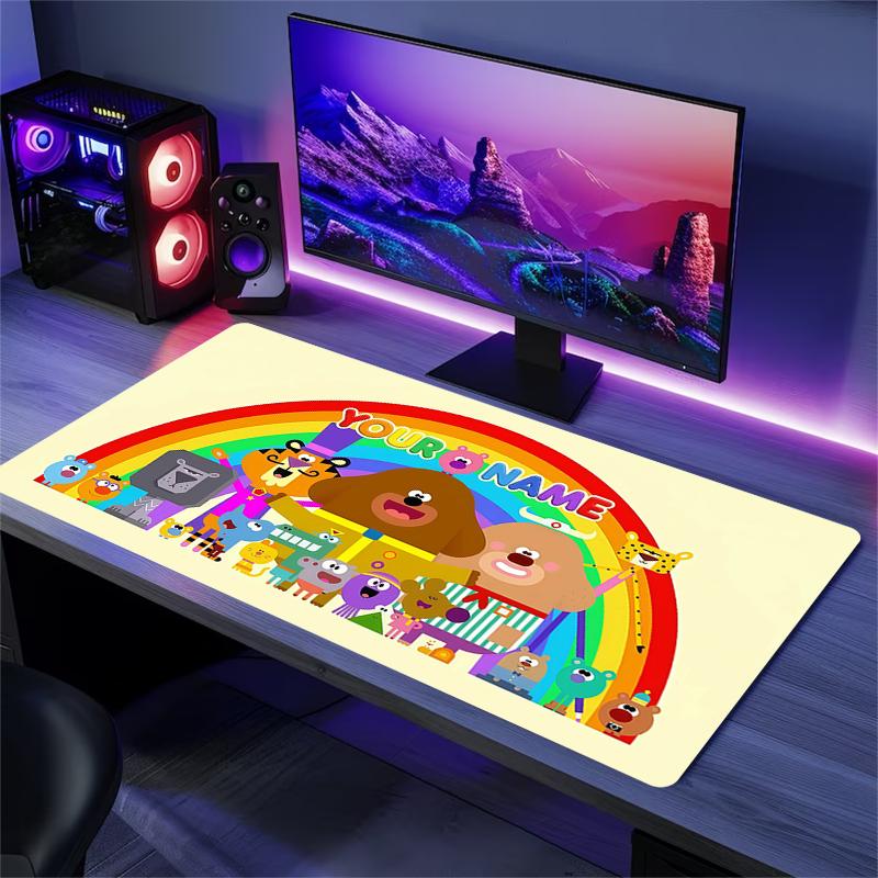 Custom Name,Hey Duggee Mouse Pad, Large Gaming Desk Mat, Non-slip XXL Mousepad for Laptop & Tablet, Mini PC Playmat with Stitched Edges