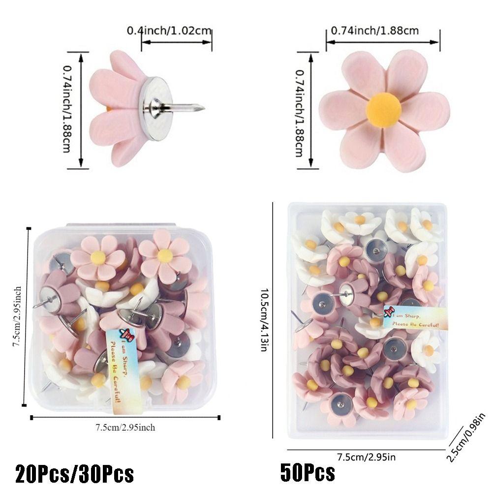20/30/50Pcs Photo Wall Decor Six-Petal Flower Pushpins Creative Thumb Tacks School