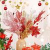 16.5in Navidad Christmas Tree Decoration Artificial Glitter Stems Xmas Tree Hanging with Flower Wreath Gift New Year Home Decor