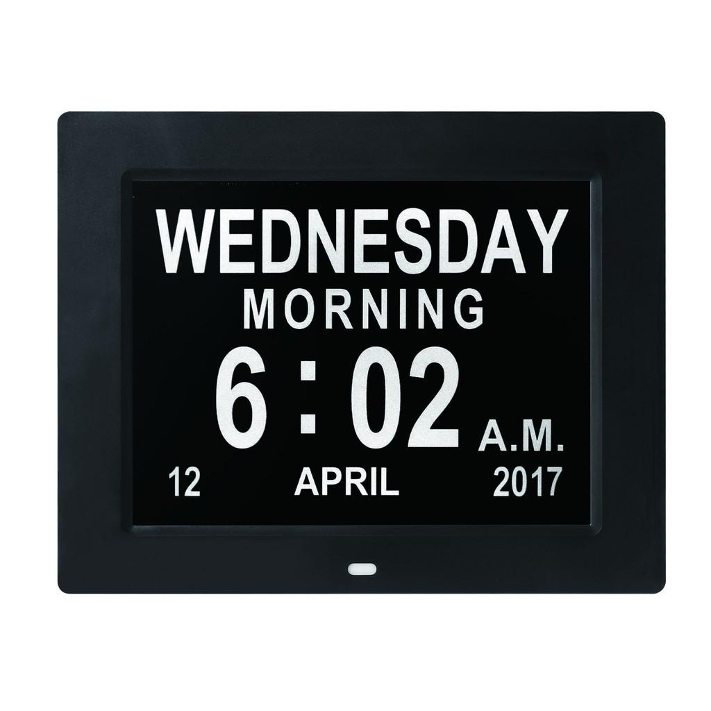 8-дюймовая цифровая фоторамка высокой четкости с крупным шрифтом, электронный календарь, будильник для пожилых