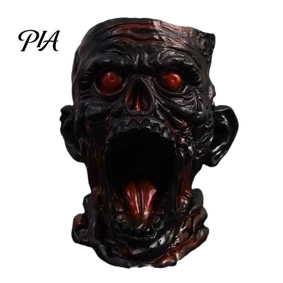 Cool Makeup Brush Cup Gothic Skull Pen Holder, Realistic Zombie Head Organizer, Large Capacity Desktop Spooky Storage Container, Resin Desk Decoration