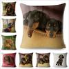 Cute Pet Dog Miniature Dachshund Print Pillow Cover 45*45 Square Cushion Covers Linen Pillow Case Sofa Home Decor Pillows Cases