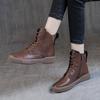 2025 New Martin Boots Women's Large Size Flat-bottomed Versatile Cowhide Women's Shoes Short Boots Women's British Retro Thick-soled Cotton