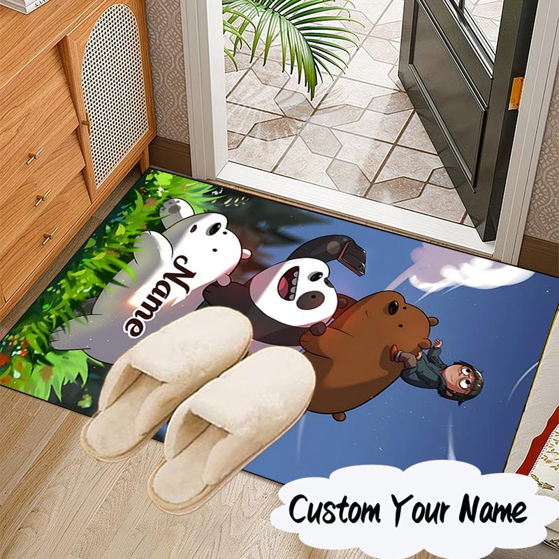 Custom Name Friends Forest Brown Bear Carpet, Chair Rug,Area Rug for Office Bedroom living rooms bedroom, Doormat decor Christmas fan gifts