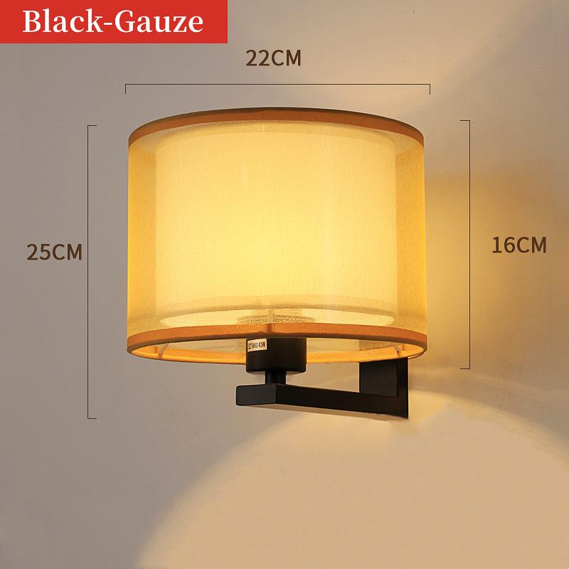 Современный светодиодный настенный светильник с лампой E27, круглая тканевая абажура, настенный бра, освещение для помещений, для отеля, спальни, прикроватной тумбочки, домашнего декора