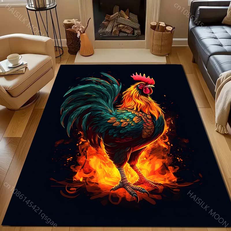 Красивый ковер с принтом цветов и большого петуха для гостиной, спальни, дивана, придверный коврик, декор, коврик для зонирования, прочный, нескользящий, напольный коврик, большой размер