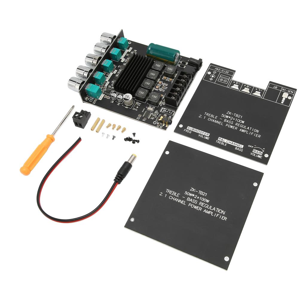 2x50W Bluetooth 5.0 Stereo Sound Receiver Amplifier Board 2.1Channel Subwoofer Wireless Digital AUX