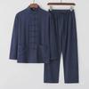 Men's Retro Chinese Style Cotton-Linen Long-Sleeve Tang Suit Hanfu Tai Chi Zen Top