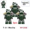 3 шт. Военные T51 Броня BOS Солдат Мини Аниме Фигурки Действия fallout Оружие Робот Рыцари Строительные Блоки Кирпичи Игрушки подарки