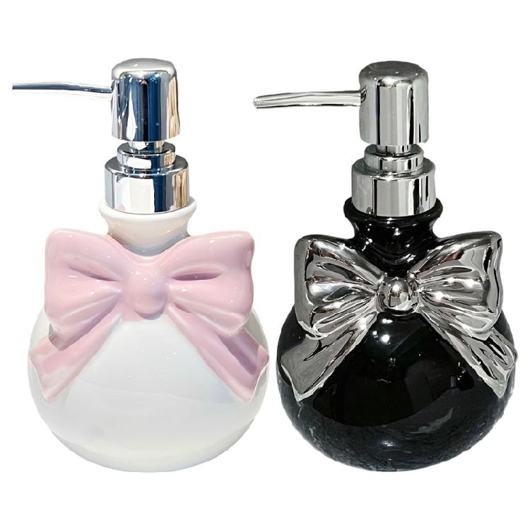 Практичный керамический диспенсер для ванной с нажимным насосом, декоративный бантик, органайзер для мыла, бутылка, необходимый элемент домашнего спа