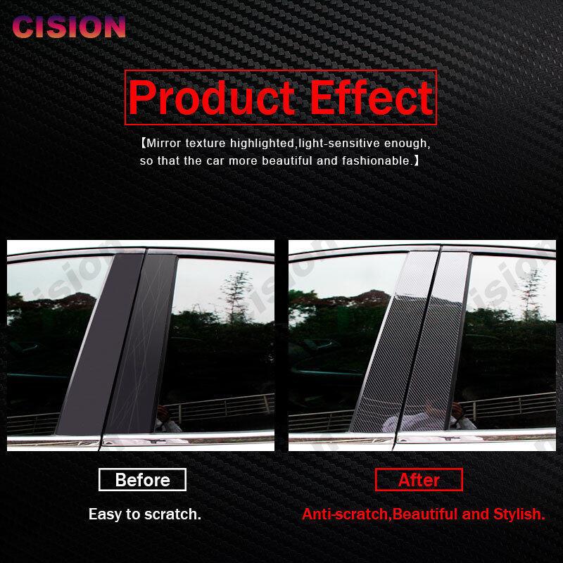 For Subaru Forester SJ 2014-2018 8Pcs Carbon Fiber Car Door Window B C Pillars Post Cover Trim Middle Column PC Material Sticker