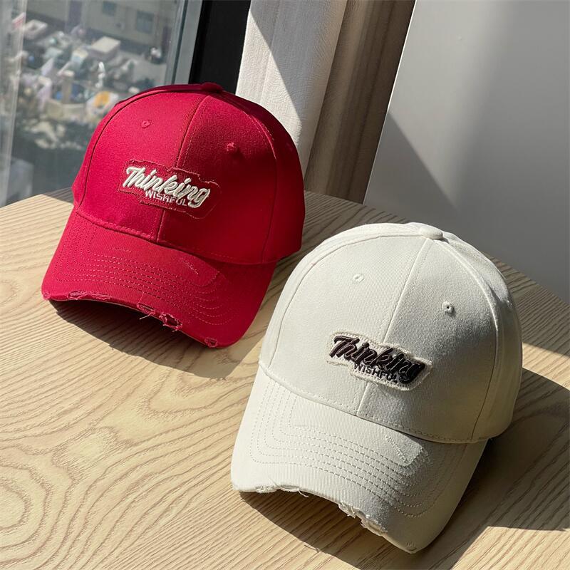 New Embroidery Thinking Spring and summer hard-top baseball hats for women in Korean style, which highlight the face and feature a small duckbill