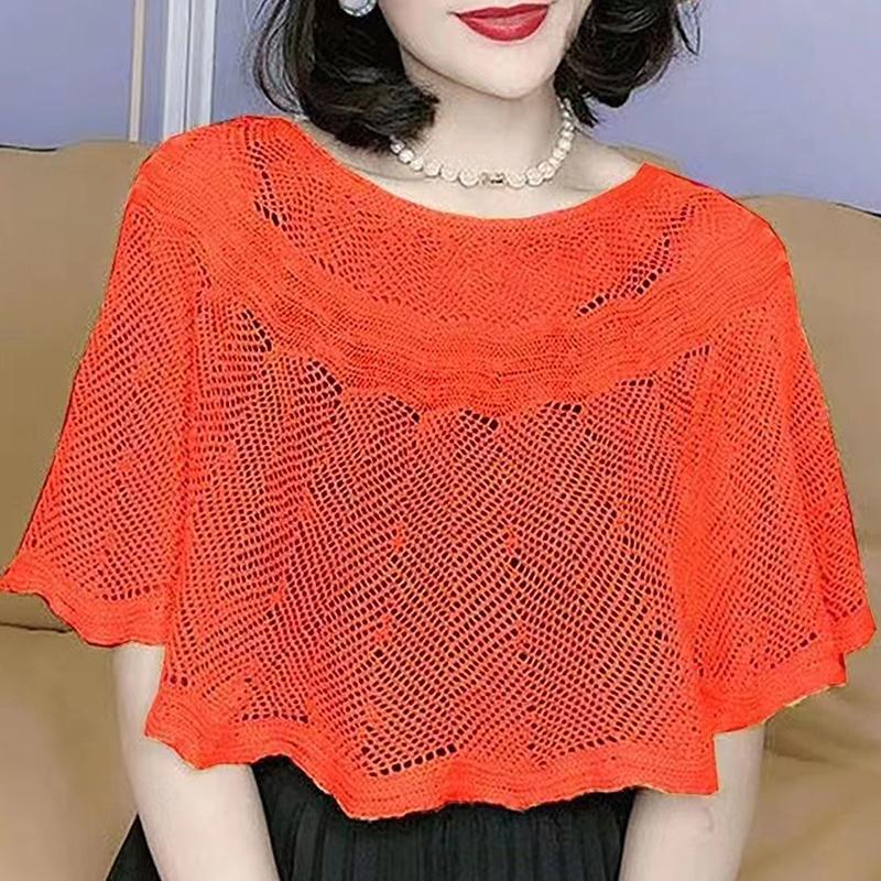 Женская вязаная ажурная хлопковая шаль шарф блузка лето осень элегантная женская накидка для защиты от солнца плащ-смок
