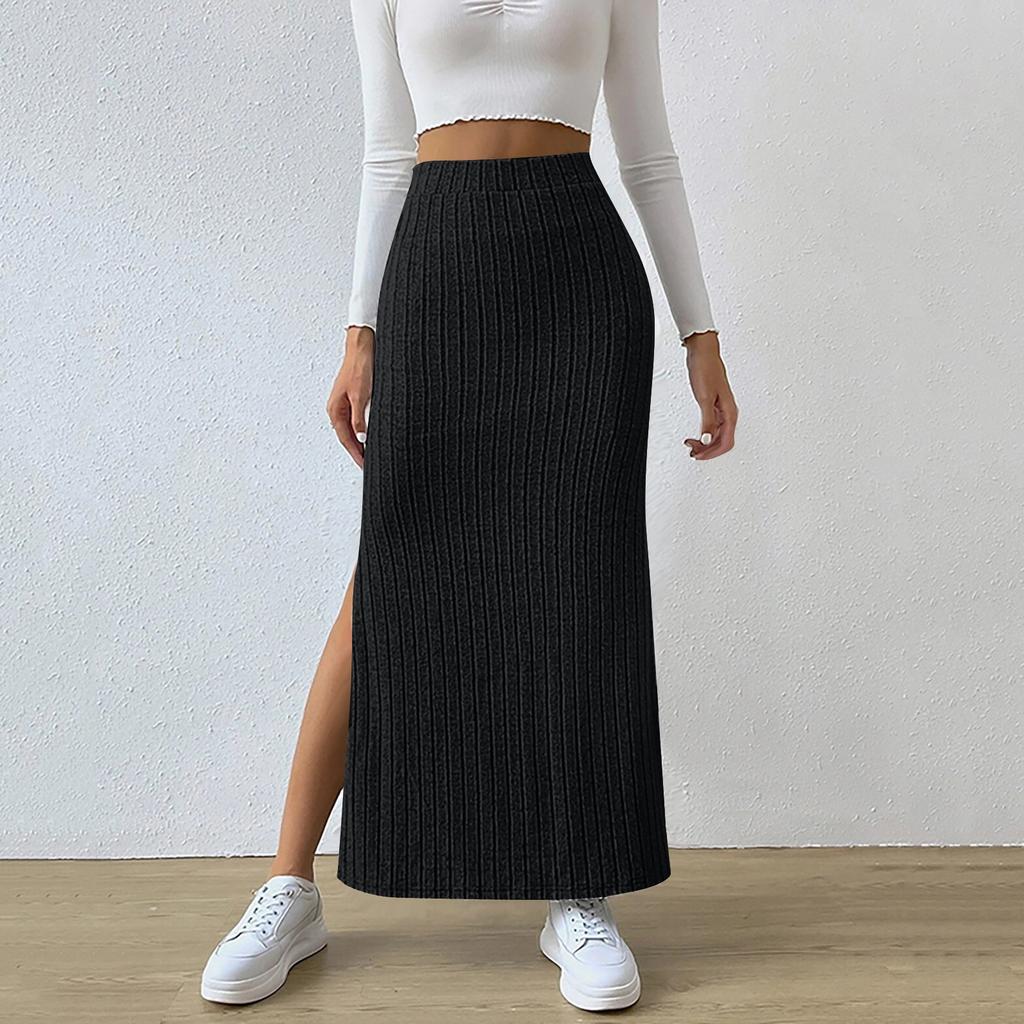 Новая летняя тонкая вязаная юбка с высокой талией и боковым разрезом для женских брюк