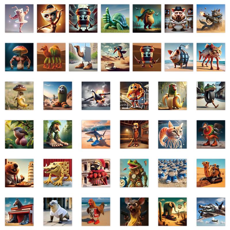 80Pcs Tung Tung Sahur Italian Brainrot Desktop Fun Decorative Waterproof Stickers Abstract Decals For Cupboard Fridge Door