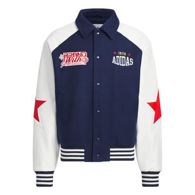 Adidas Оригинальная удобная спортивная теплая свободная куртка-поло Bbrtr, куртка унисекс, цвет темно-индиго, ярко-белый JN0775