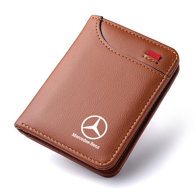 CQL1 Leather Car Men's Wallet motor vehicles Card Ticket Storage Bag For Mercedes Benz A C E S G Class GLC CLE CLA GLB GLS W177