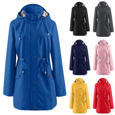 Женский модный однотонный костюм для активного отдыха с капюшоном и карманами, с длинными рукавами, водонепроницаемая куртка